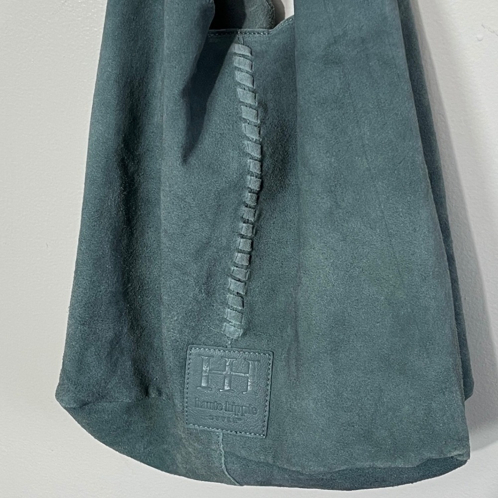 Haute Hippie Teal Suede Hobo Shoulder Bag - Picture 2 of 7